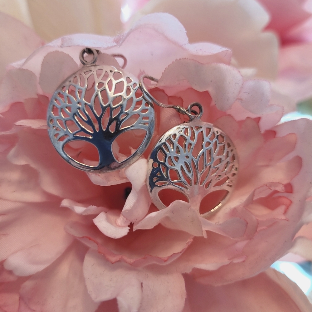 925 Stirling Silver Filigree Tree Earrings